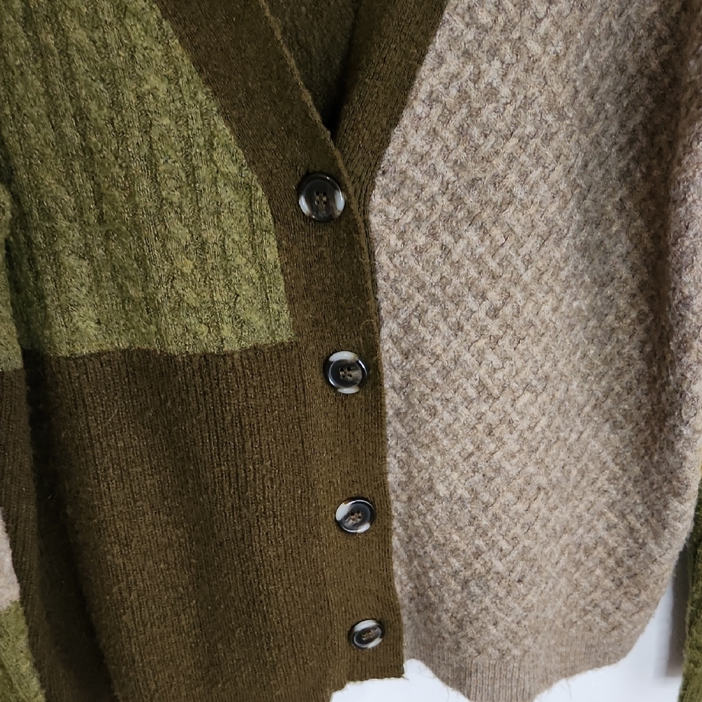 Beachlunchlounge Earthy Tones Patchwork Cardigan - image 4